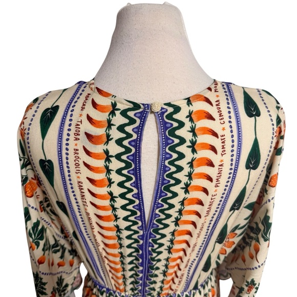 Anthropologie FARM Rio V-Neck Kaftan Maxi Cut-Out Dress Medium - Picture 12 of 16